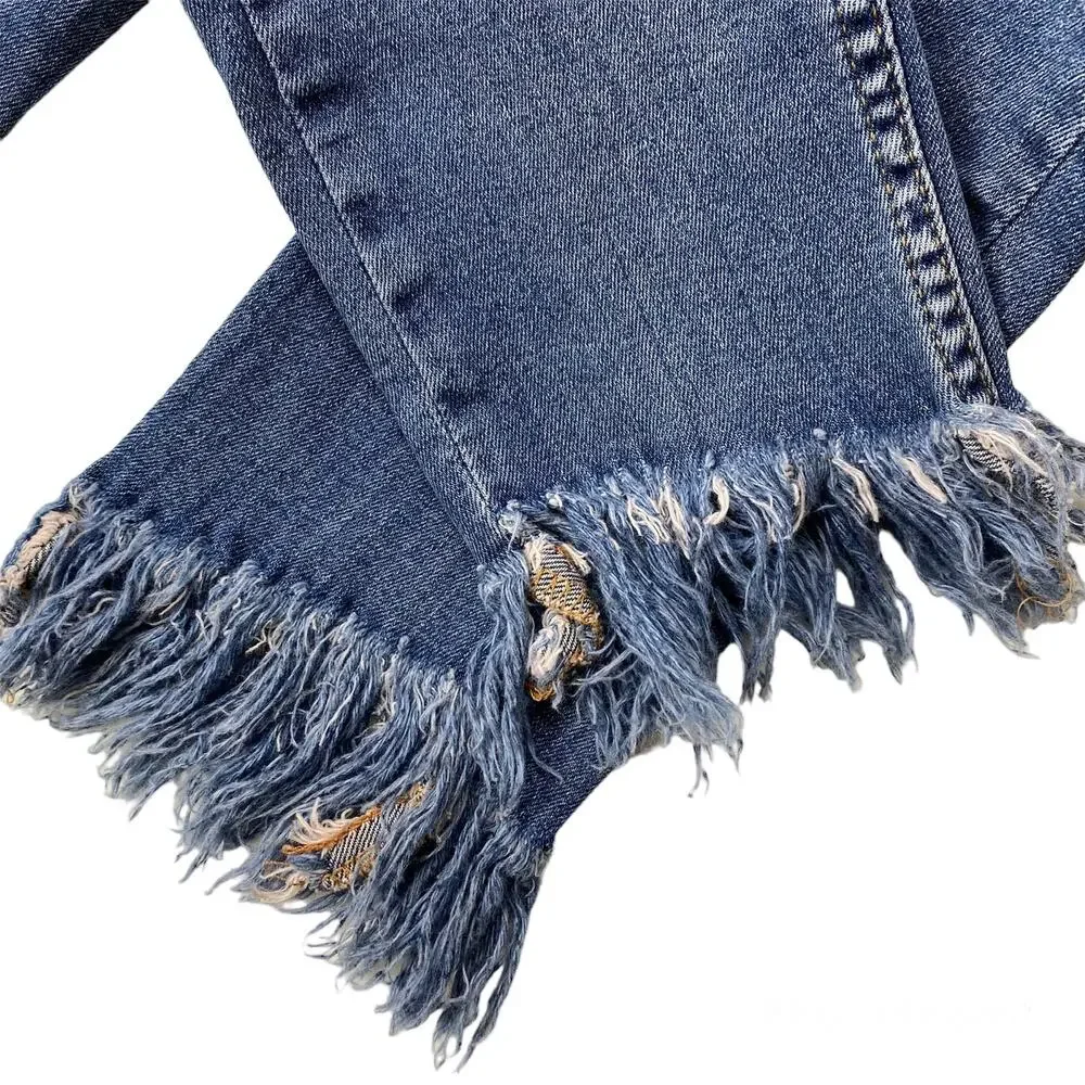 Free People Great Heights Jeans Frayed Hem Skinny Distressed Ripped Womens Sz 25